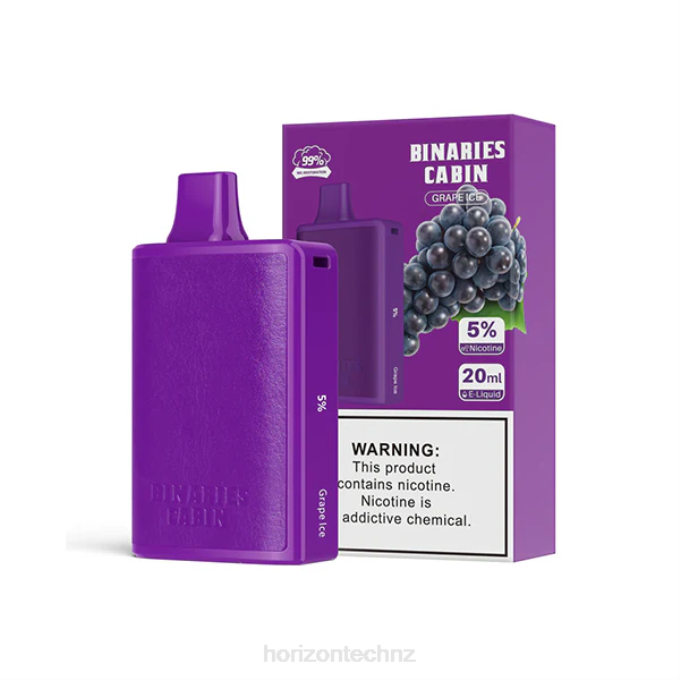 HorizonTech Binaries Cabin Disposable 20mL Grape Ice J2NZ55 Horizontech Vape Kit