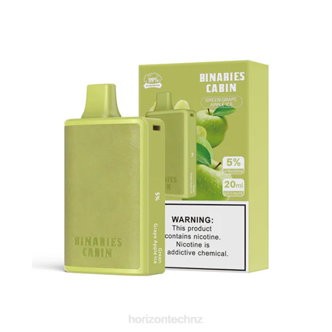 HorizonTech Binaries Cabin Disposable 20mL Green Grape Apple Ice J2NZ56 Horizontech Disposable Vape