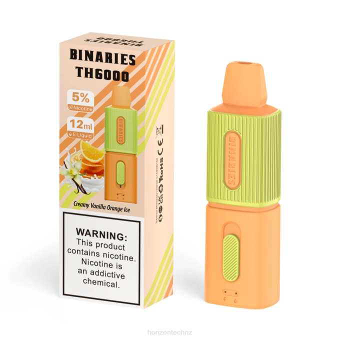 HorizonTech Binaries Cabin TH6000 Disposable 12mL Creamy Vanilla Orange Ice J2NZ123 Horizontech Vape NZ